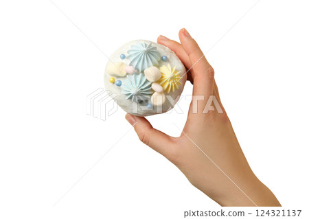 PNG, Easter, Easter bread with hand, isolated on white background PNG, Easter, Easter bread with hand, isolated on white background 124321137