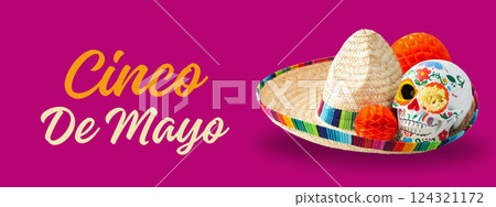 Cinco De Mayo holiday postcard with pink-violet background Cinco De Mayo holiday postcard with pink-violet background 124321172