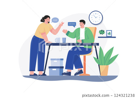 Man And Woman Chatting During Breaktime 124321238