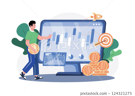 Man Looking At Cryptocurrency Trading Desk Man Looking At Cryptocurrency Trading Desk 124321273