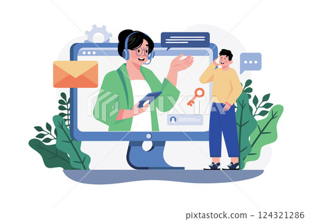 Customer Service Illustration concept. A flat illustration isolated on white background 124321286