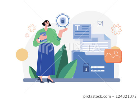 Confidential Documents Security Illustration concept. A flat illustration isolated on white background 124321372