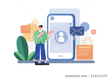 Securing Personal Data Illustration concept. A flat illustration isolated on white background 124321375