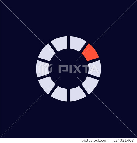 Loading icon with progress indicator showing partial completion in circular design 124321408