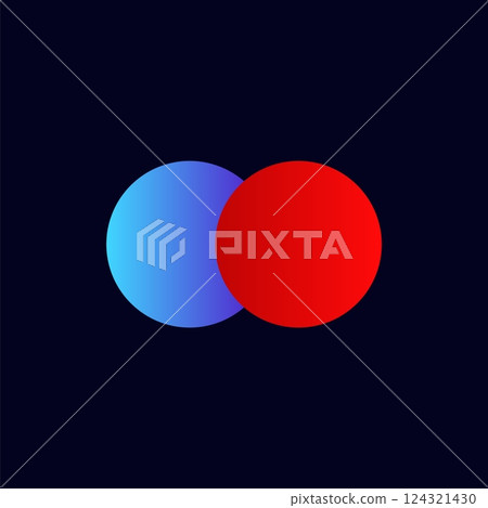 Overlapping blue and red circles show concept of color mixing and basic geometric shapes Overlapping blue and red circles show concept of color mixing and basic geometric shapes 124321430