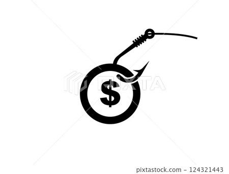 Hook with dollar symbol inside a tire for money and profit concept displayed in simple icon 124321443
