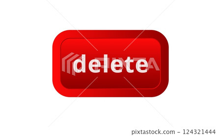 Red delete button with bold white text on rectangular shape Red delete button with bold white text on rectangular shape 124321444