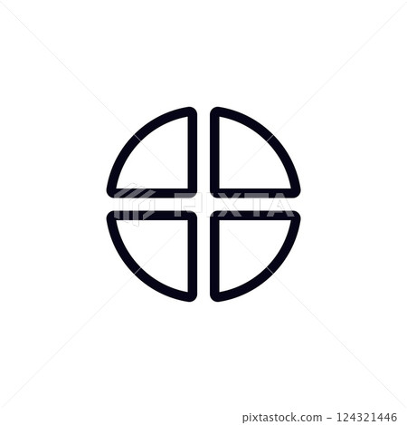 Simple line drawing of target icon with curved arrows and circular center element Simple line drawing of target icon with curved arrows and circular center element 124321446