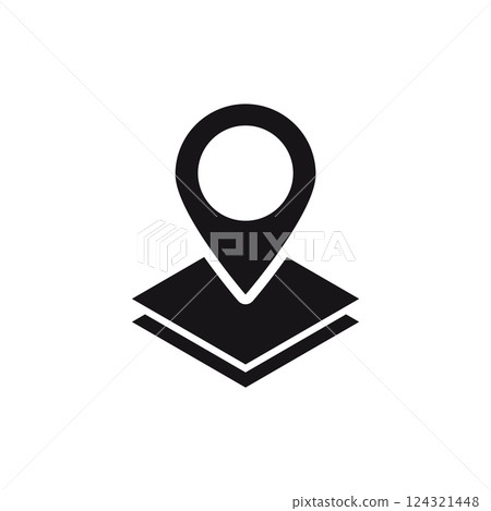 Simplified map pin icon highlighting geographic locations and navigation Simplified map pin icon highlighting geographic locations and navigation 124321448