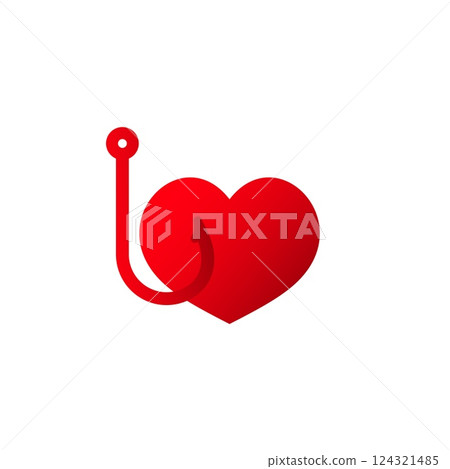 Heart and hook symbolizing love and attraction concepts in simple icon design Heart and hook symbolizing love and attraction concepts in simple icon design 124321485