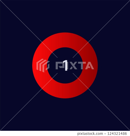 Red and black circular design with number one in the center for graphic and digital art projects Red and black circular design with number one in the center for graphic and digital art projects 124321486