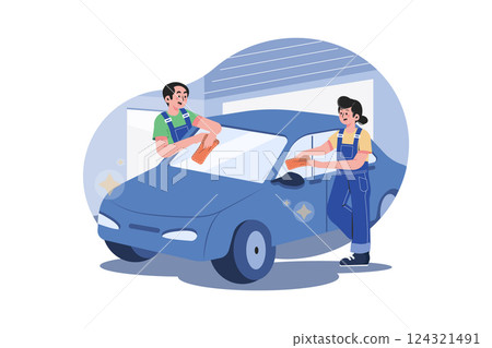 Cleaning Window Illustration concept. A flat illustration isolated on white background Cleaning Window Illustration concept. A flat illustration isolated on white background 124321491