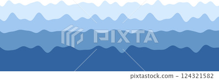 Abstract blue waves pattern with gradient layers in horizontal design Abstract blue waves pattern with gradient layers in horizontal design 124321582