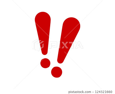 Bold red exclamation mark and dot sign on white 124321660