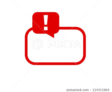 Red warning sign with exclamation mark in framework 124321664