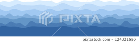 Abstract blue waves pattern in layers of light to dark shades 124321680