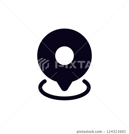 Simple black location pin icon for map marker and gps navigation design 124321681