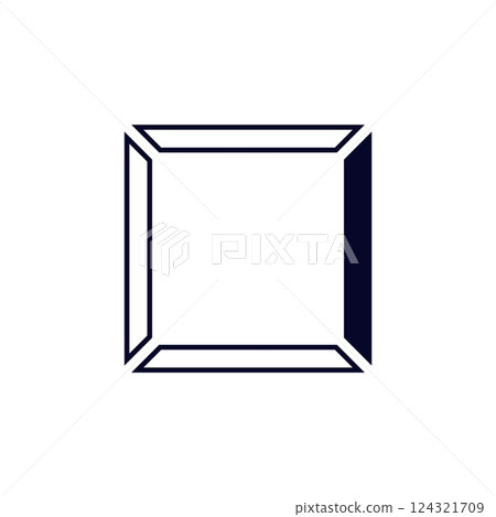 Simple minimalist geometric square design with elegantly bold dark lines on sides 124321709