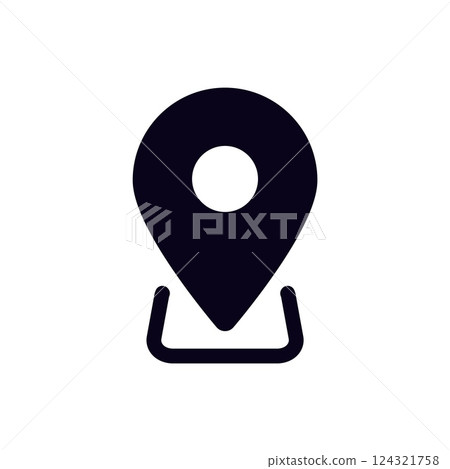 Black location pin icon with simple clean design Black location pin icon with simple clean design 124321758