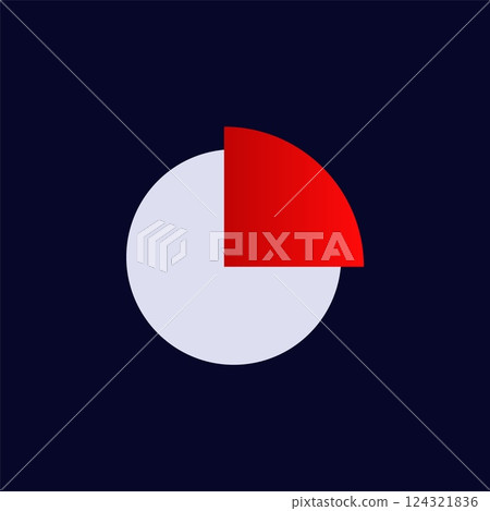 Simple circle design with red quarter segment Simple circle design with red quarter segment 124321836