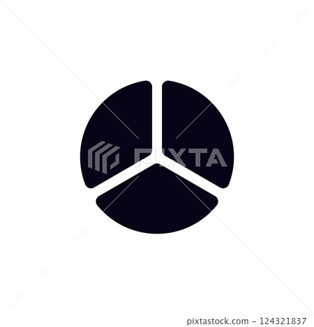 Three equal sections forming a minimalist circular abstract symbol in black and white Three equal sections forming a minimalist circular abstract symbol in black and white 124321837