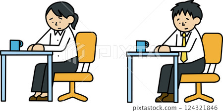 Fatigue office worker set illustration Fatigue office worker set illustration 124321846