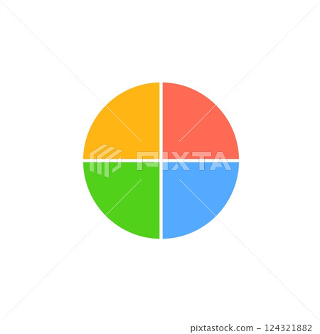 Four-color circular design with yellow, orange, blue, and green quartes in symmetric alignment Four-color circular design with yellow, orange, blue, and green quartes in symmetric alignment 124321882