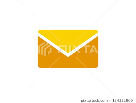 Yellow and orange envelope with simple geometric shapes in a minimalist design 124321900