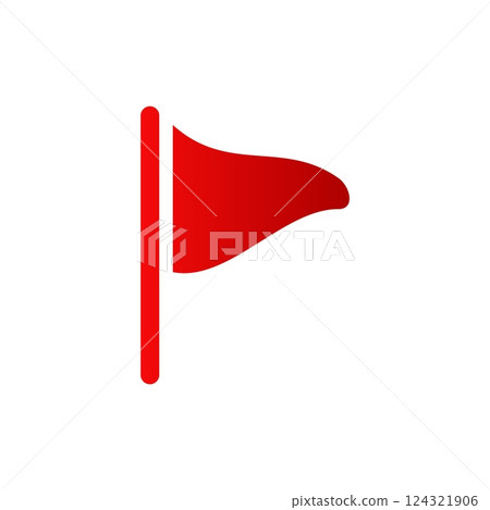 Bright red flag with waving effect illustrating alert or warning concept in simple design Bright red flag with waving effect illustrating alert or warning concept in simple design 124321906
