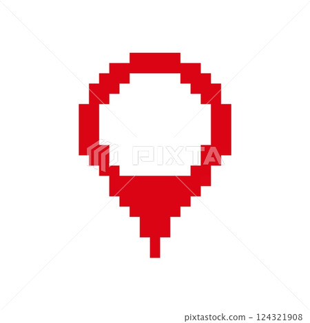 Red pixelated balloon in minimalistic square shape with bright colors and simple design Red pixelated balloon in minimalistic square shape with bright colors and simple design 124321908