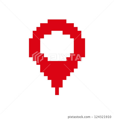 Pixel art red balloon icon with white center isolated minimalist style simple design Pixel art red balloon icon with white center isolated minimalist style simple design 124321910