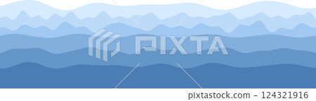 Abstract blue wave pattern with layered mountain-like design Abstract blue wave pattern with layered mountain-like design 124321916