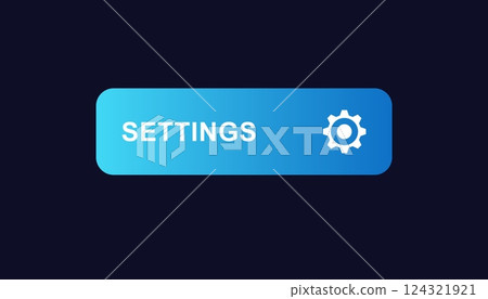 Blue settings button with gear icon on simple user interface Blue settings button with gear icon on simple user interface 124321921