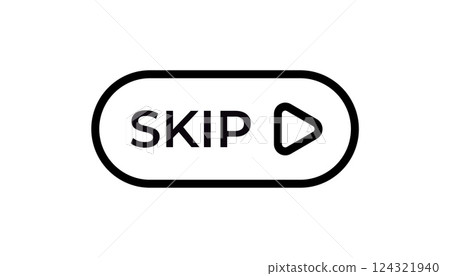 Skip icon with play button in minimalist style for digital media and interfaces Skip icon with play button in minimalist style for digital media and interfaces 124321940