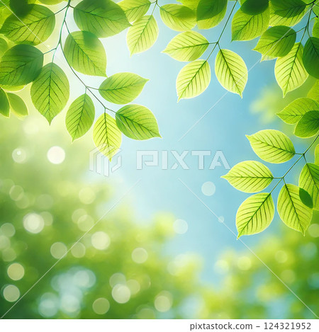 柔和的光線和新鮮的綠葉-自然清新的背景 柔和的光線和新鮮的綠葉-自然清新的背景 124321952