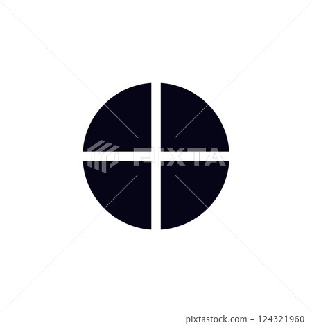 Geometric circle design with clean black and white shape in simple symmetrical style Geometric circle design with clean black and white shape in simple symmetrical style 124321960