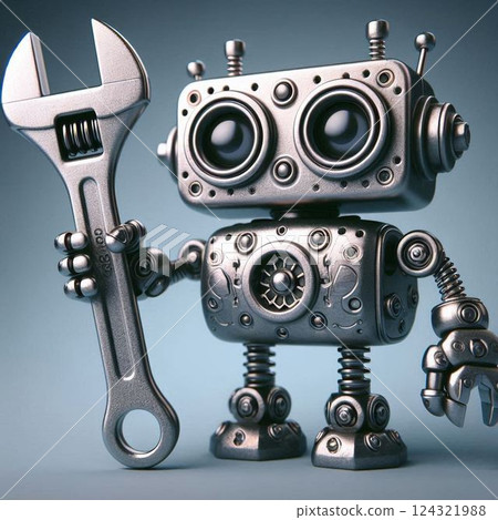 使用扳手工具工作的機器人 124321988