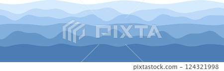 Abstract blue wave pattern in light to dark gradient hues 124321998