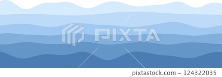 Abstract blue wave pattern with multilayered wavy lines in gradient shades 124322035