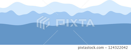 Tranquil blue tones of overlapping abstract mountain ranges Tranquil blue tones of overlapping abstract mountain ranges 124322042
