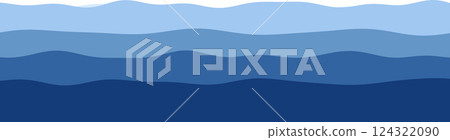 Abstract blue wave pattern with layered oceanic tones and textured design 124322090