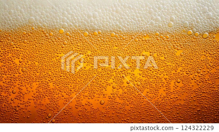 Transparent carbonated beer background material texture Yellow 16:9 Video size compatible Flyer Brochure material 124322229
