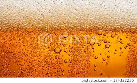 Transparent carbonated beer background material texture Yellow 16:9 Video size compatible Flyer Brochure material 124322230