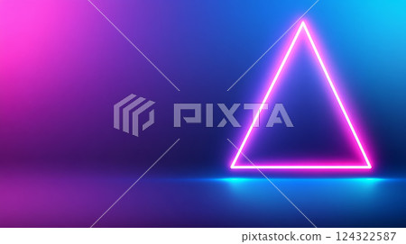 Neon triangle glowing in futuristic abstract background 124322587