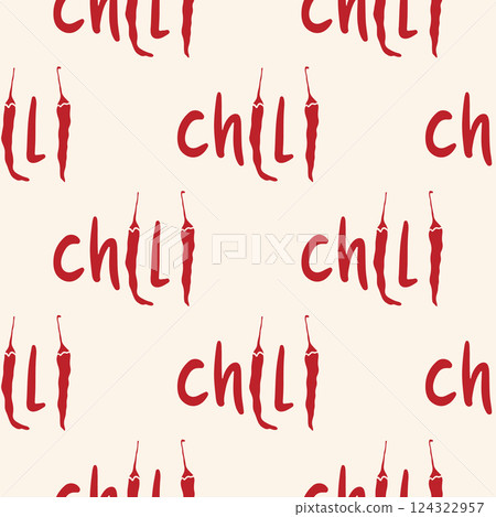 Seamless pattern with red spicy chili pepper 124322957