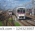 Keio 7000 series train resting in the garage 124323007