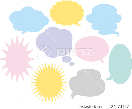 Simple speech bubble manga icon line frame decoration illustration material set Simple speech bubble manga icon line frame decoration illustration material set 124323117