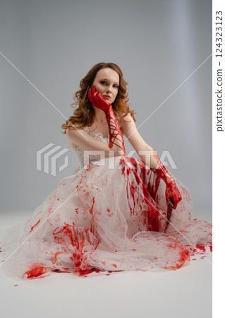 Beauty in bloodshed: a gothic bride with katana and haunting elegance 124323123