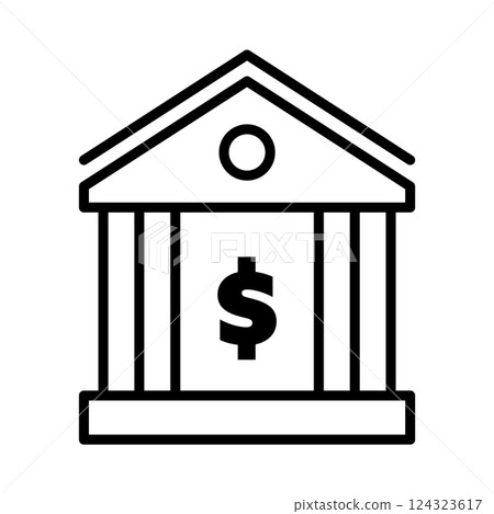Bank monochrome icon with dollar sign 124323617