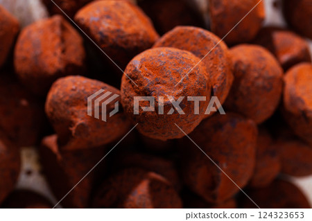 Closeup of chocolate truffles Closeup of chocolate truffles 124323653